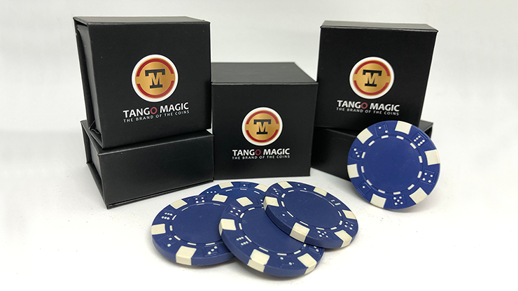 Expanded Shell Poker Chip Blue plus 4 Regular Chips (PK001B)  by Tango Magic - Trick