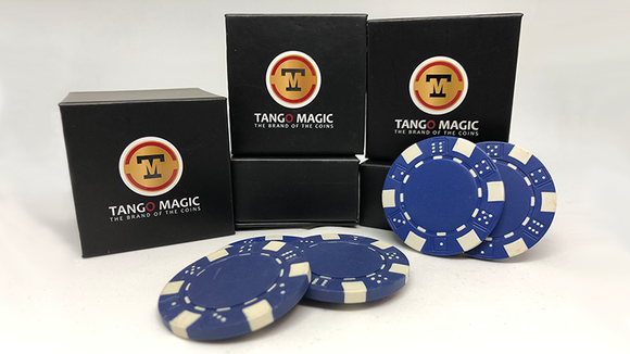 TUC Poker Chip Blue plus 3 regular chips (PK002B) by Tango Magic - Trick