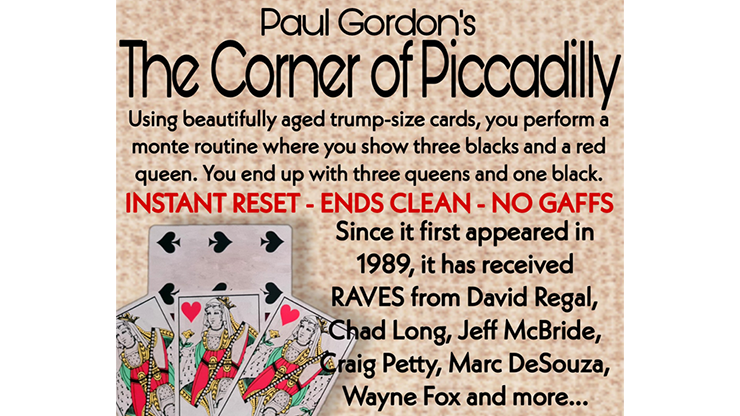 The Corner of Piccadilly (Trump Size plus online instruction) by Paul Gordon - Trick