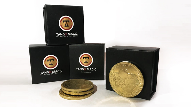 Replica Golden Morgan TUC plus 3 coins (Gimmicks and Online Instructions) by Tango Magic - Trick