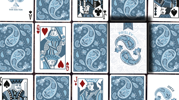 Marked Paisley Ton sur Ton Poudre Blue Playing Cards